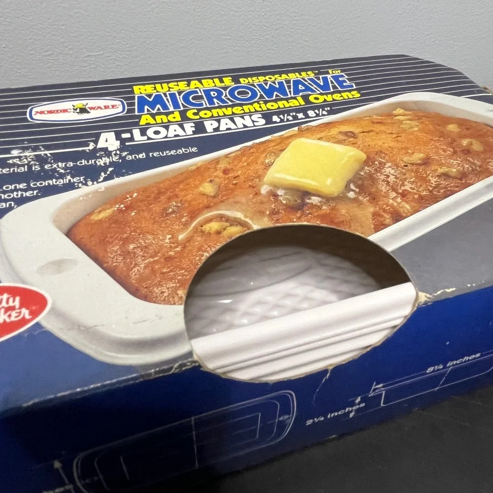 VTG Nordic Ware Reusable Microwave Conventional‎ Oven 4 Loaf Pans Betty Crocker